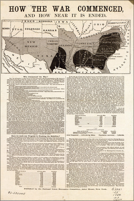 24"x36" Gallery Poster, map and progress of the civil war 1864