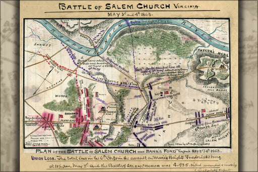 24"x36" Gallery Poster, map battle of Salem Church Virginia May 3-4 1863