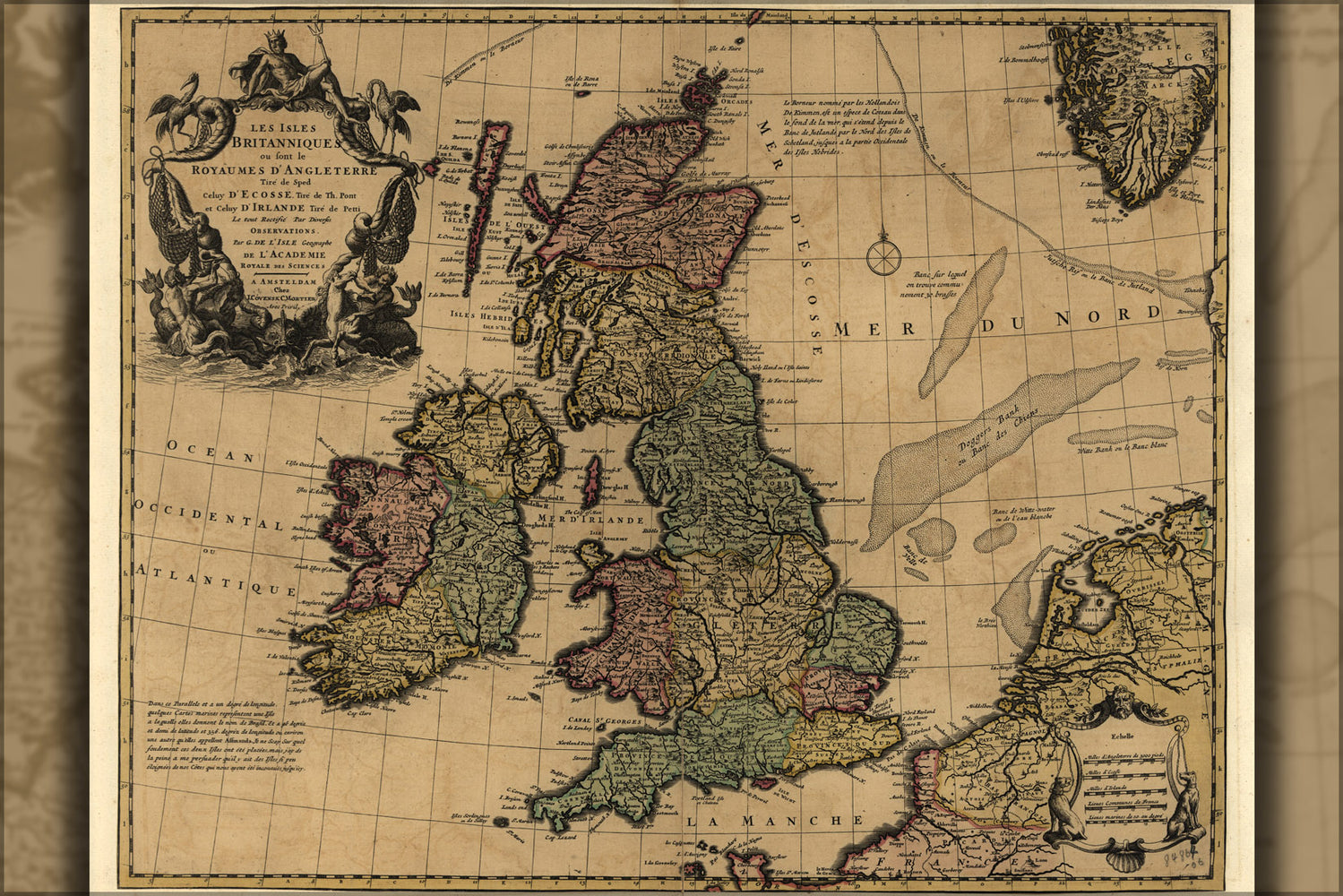 24"x36" Gallery Poster, map great britain england scotland 1726 in French