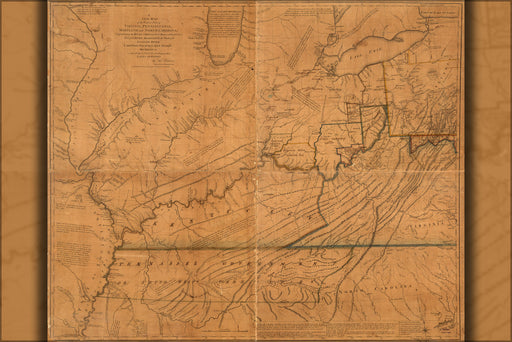24"x36" Gallery Poster, map kentucky tennessee indiana illinois 1778 p1