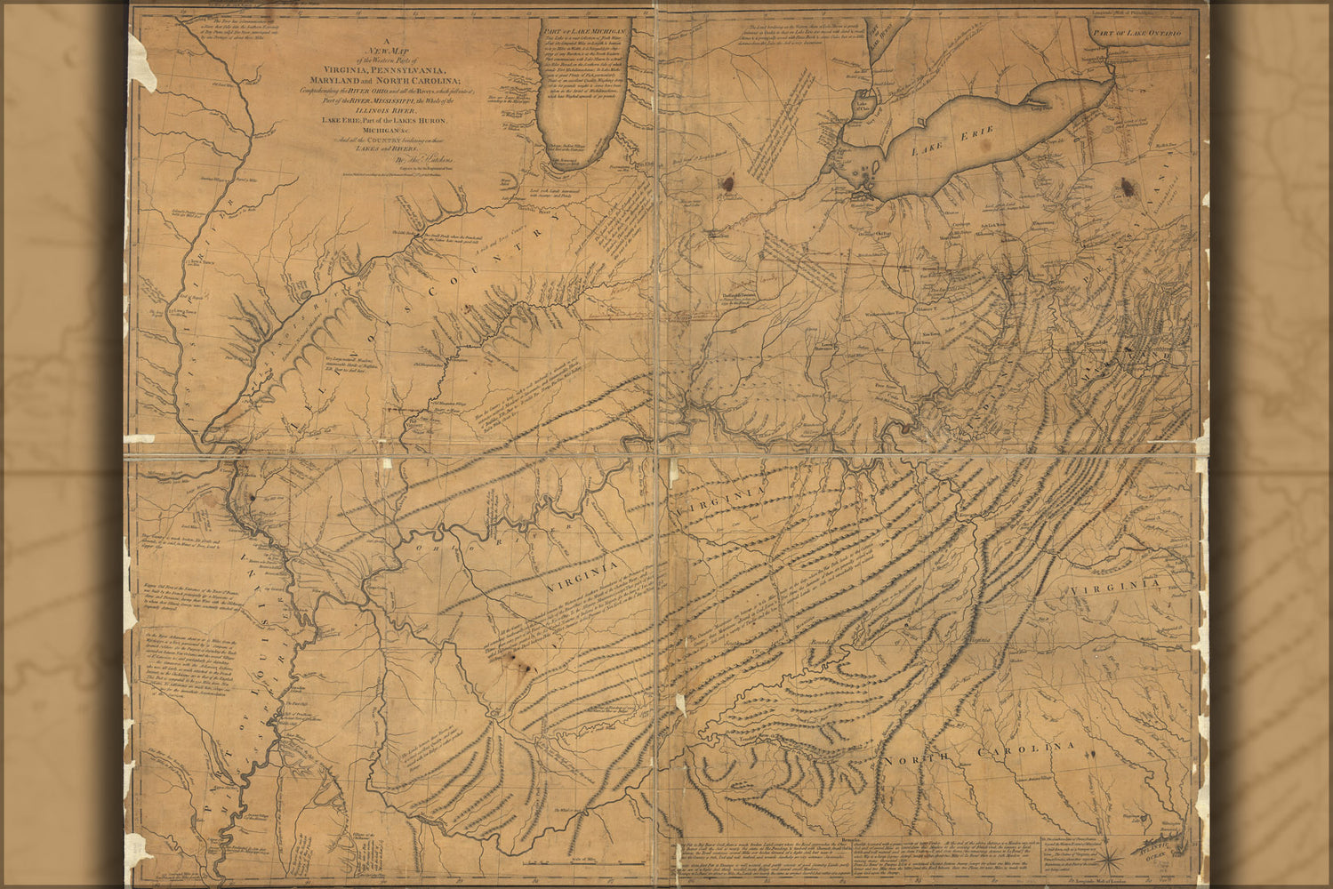 24"x36" Gallery Poster, map kentucky tennessee indiana illinois 1778 p2