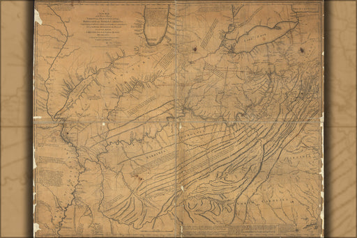 24"x36" Gallery Poster, map kentucky tennessee indiana illinois 1778 p2