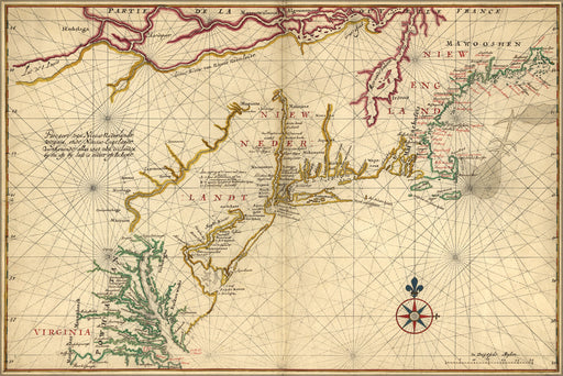24"x36" Gallery Poster, map maryland delaware Virginia 1639 in dutch