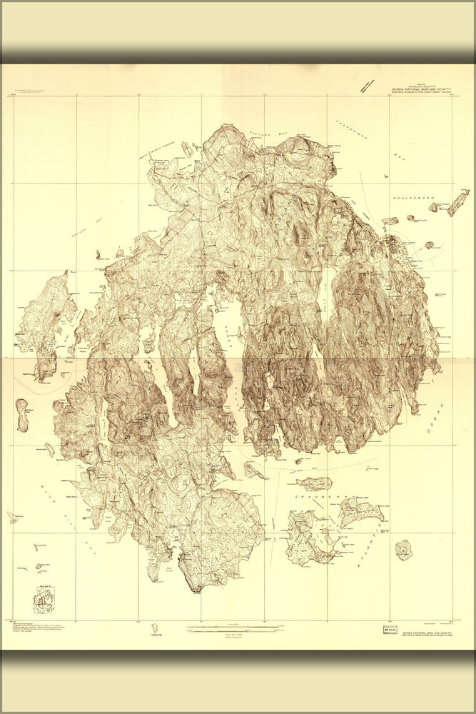 24"x36" Gallery Poster, map of Acadia National Park maine 1935 p15