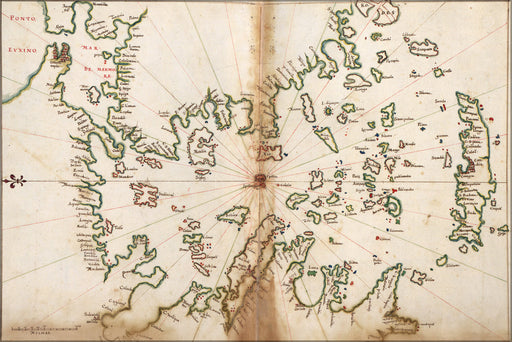 24"x36" Gallery Poster, map of Aegean Sea and greece islands 1630