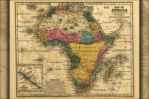 24"x36" Gallery Poster, map of Africa 1839