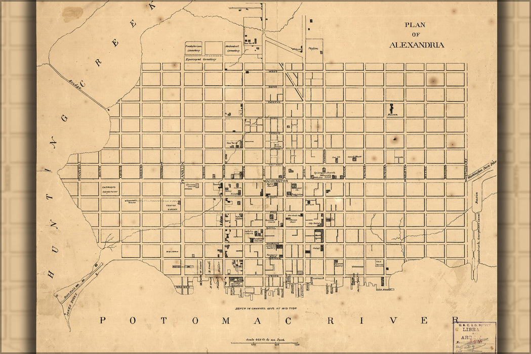 24"x36" Gallery Poster, map of Alexandria virginia 1862