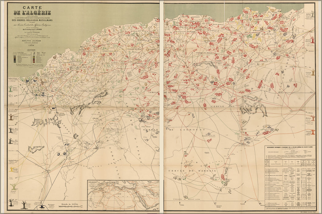 24"x36" Gallery Poster, map of Algeria 1884