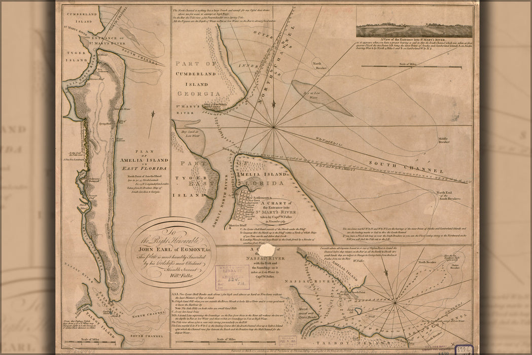 24"x36" Gallery Poster, map of Amelia Island in East Florida 1770