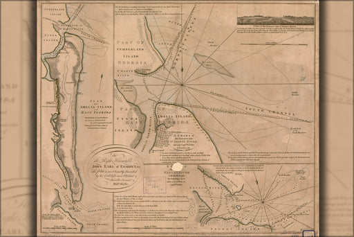 24"x36" Gallery Poster, map of Amelia Island in East Florida 1770