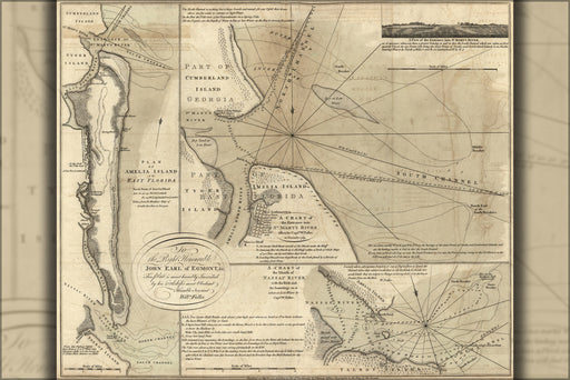 24"x36" Gallery Poster, map of Amelia Island in East Florida 1777