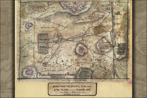24"x36" Gallery Poster, map of Andersonville Prison georgia April 1864 p6