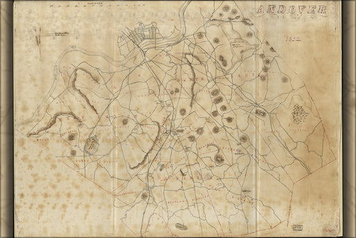 24"x36" Gallery Poster, map of Andover Massachusetts 1852