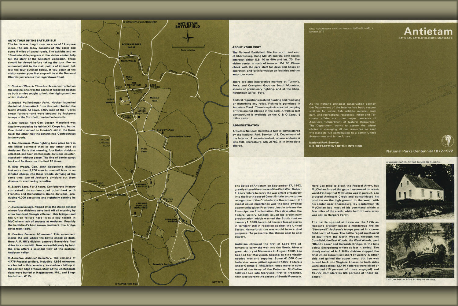 24"x36" Gallery Poster, map of Antietam Battle field Site, Maryland 1972