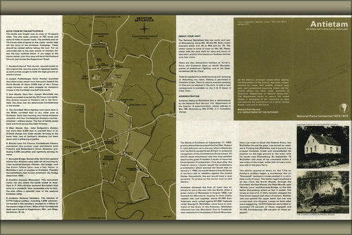 24"x36" Gallery Poster, map of Antietam Battle field Site, Maryland 1972