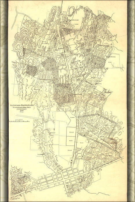 24"x36" Gallery Poster, map of Antietam battle field 1895
