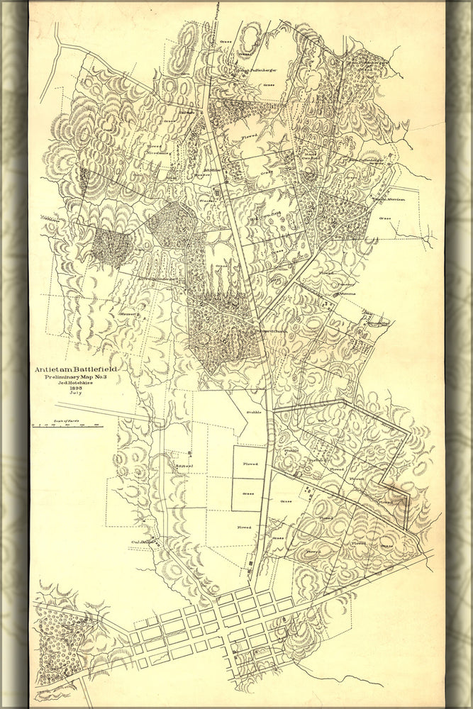 24"x36" Gallery Poster, map of Antietam battle field 1895