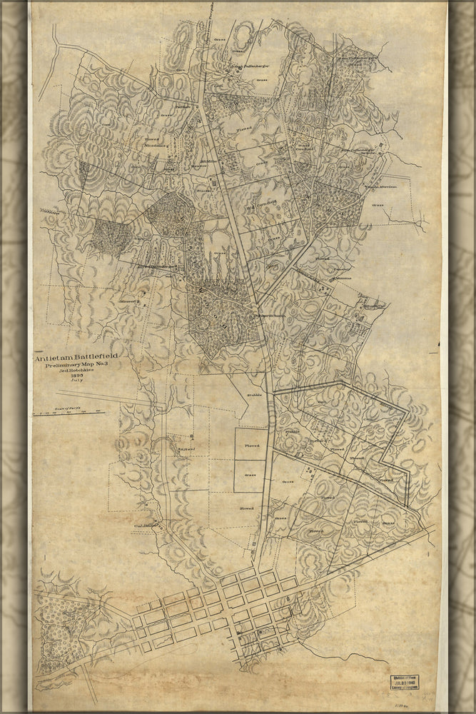 24"x36" Gallery Poster, map of Antietam battle field 1895 P2