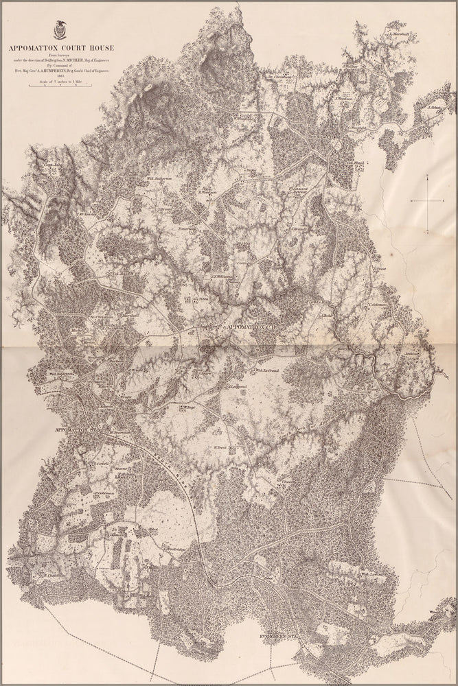 24"x36" Gallery Poster, map of Appomattox Court House, 1867