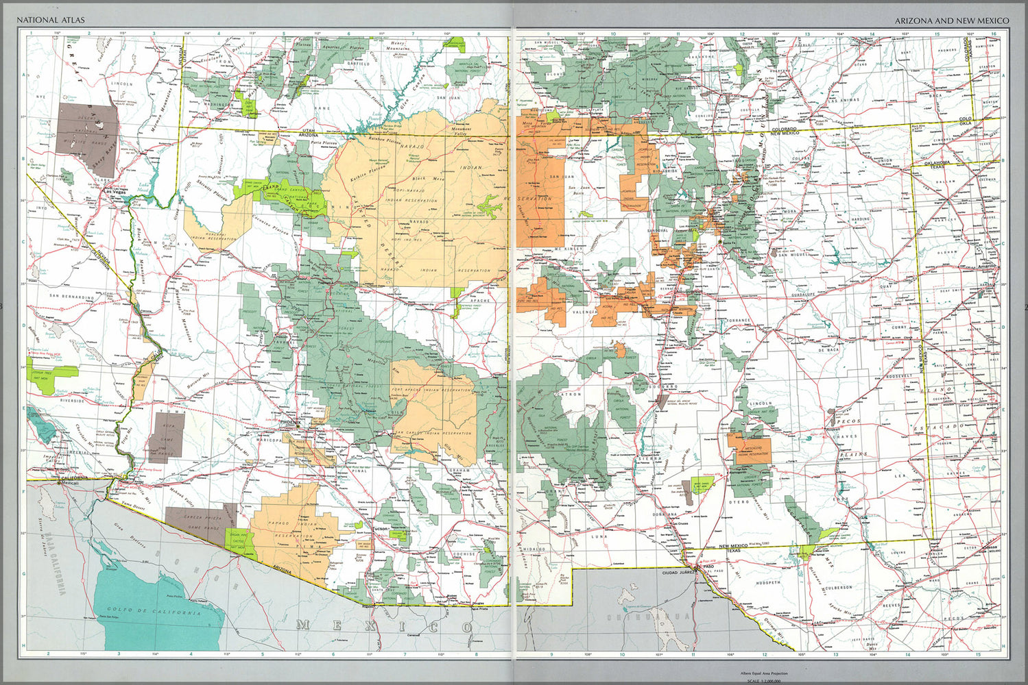 24"x36" Gallery Poster, map of Arizona and New Mexico 1970