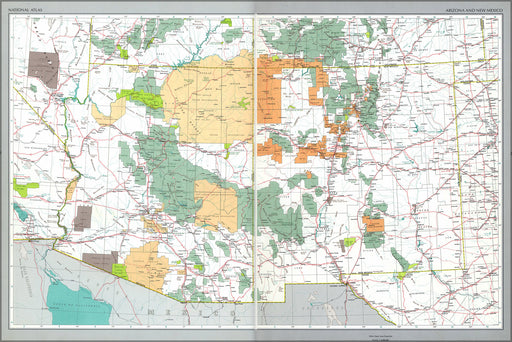 24"x36" Gallery Poster, map of Arizona and New Mexico 1970
