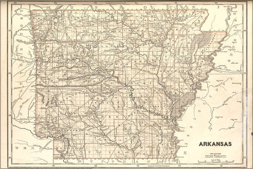 24"x36" Gallery Poster, map of Arkansas 1842