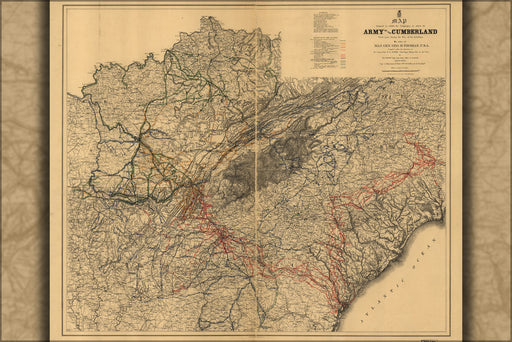 24"x36" Gallery Poster, map of Army of the Cumberland during civil war