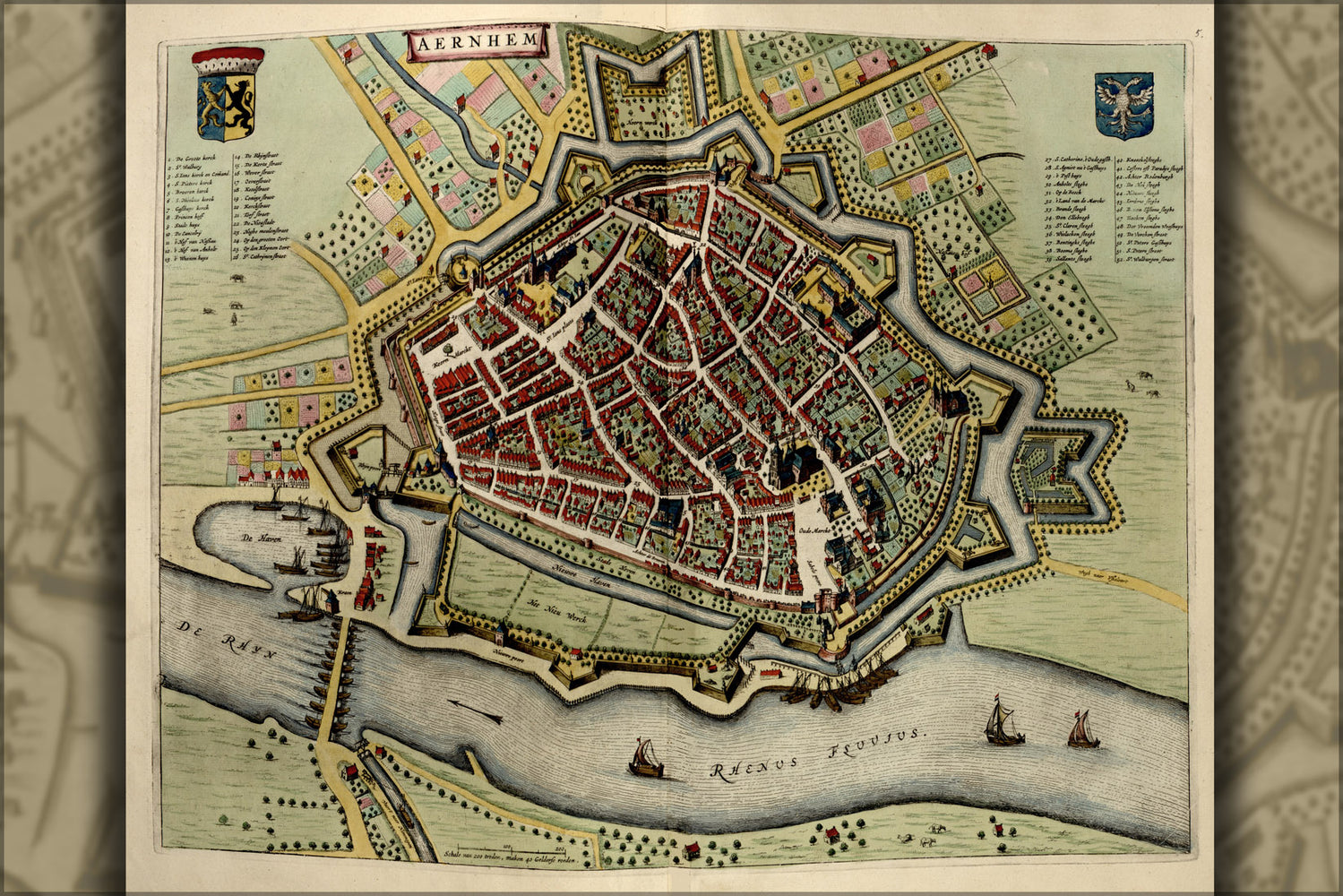 24"x36" Gallery Poster, map of Arnhem belgium 1642