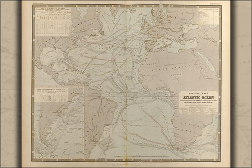 24"x36" Gallery Poster, map of Atlantic Ocean 1848