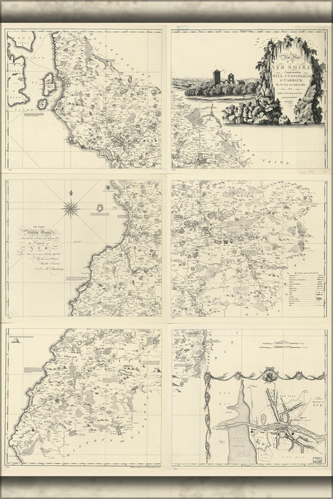 24"x36" Gallery Poster, map of Ayrshire; Kyle Cunningham scotland 1775