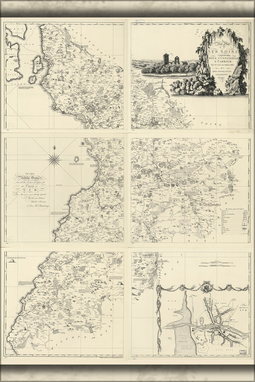 24"x36" Gallery Poster, map of Ayrshire; Kyle Cunningham scotland 1775
