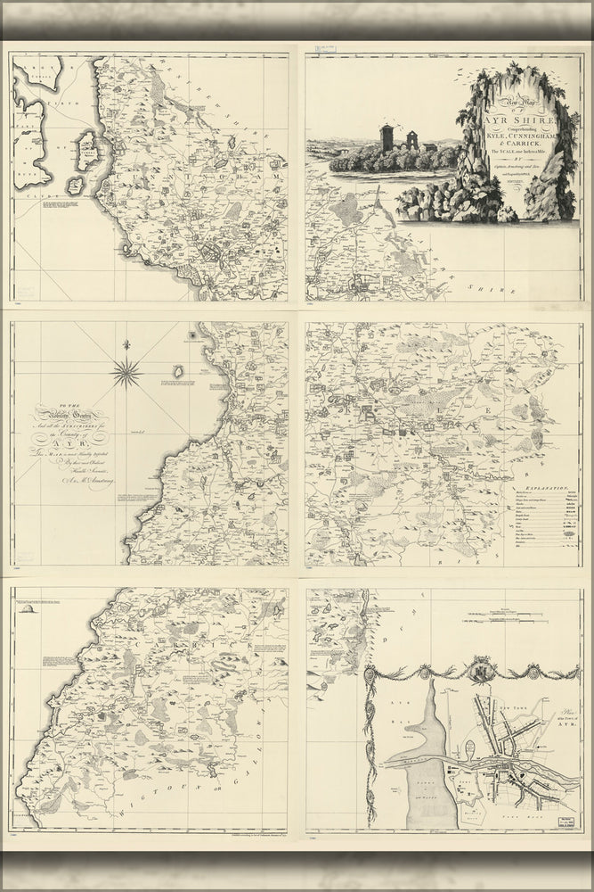 24"x36" Gallery Poster, map of Ayrshire; Kyle Cunningham scotland 1775