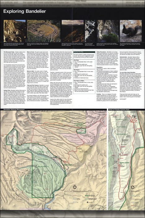 24"x36" Gallery Poster, map of Bandelier National Monument park, New Mexico 1998