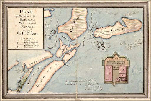 24"x36" Gallery Poster, map of Barataria Bay louisiana War of 1812 pb1812