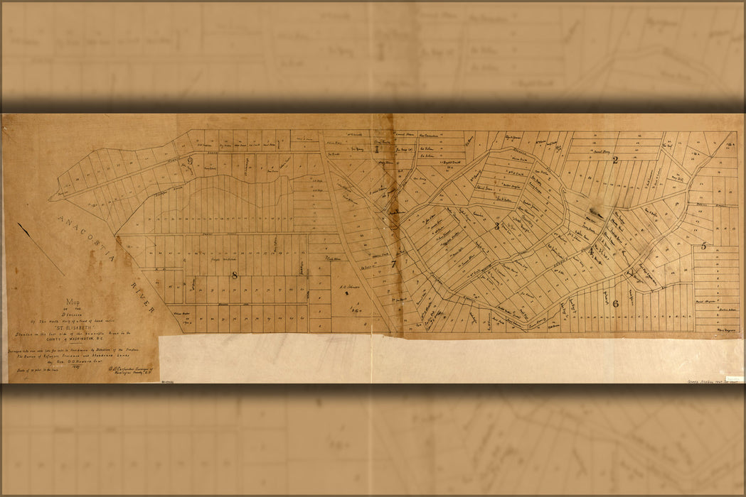 24"x36" Gallery Poster, map of Barry Farms Washington D.C. 1867