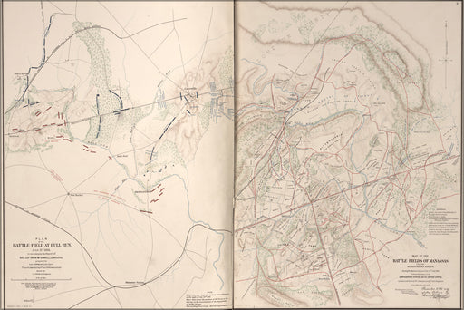 24"x36" Gallery Poster, map of Battle fields of Bull Run and Manassas, Va