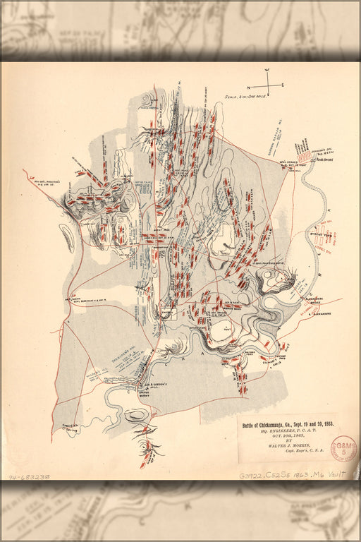 24"x36" Gallery Poster, map of Battle of Chickamauga, Georgia, Sept. 19 and 20, 1863