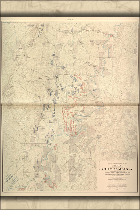 24"x36" Gallery Poster, map of Battle of Chickamauga Sept. 19th, 1863