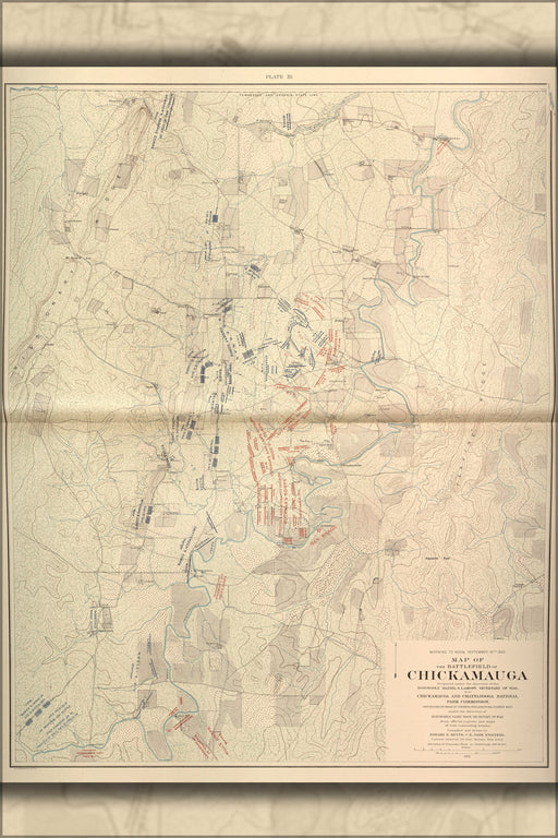 24"x36" Gallery Poster, map of Battle of Chickamauga Sept. 19th, 1863