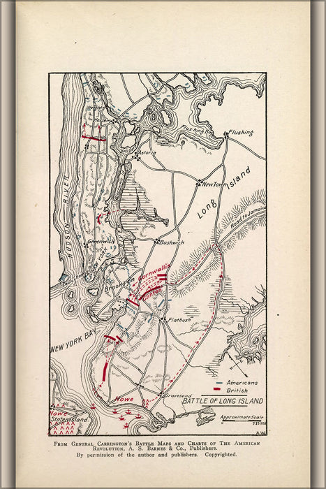 24"x36" Gallery Poster, map of Battle of Long Island