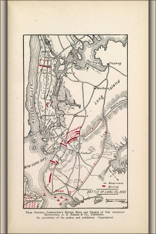 24"x36" Gallery Poster, map of Battle of Long Island