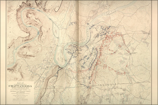24"x36" Gallery Poster, map of Battle of Missionary Ridge - Battlefields of Chattanooga
