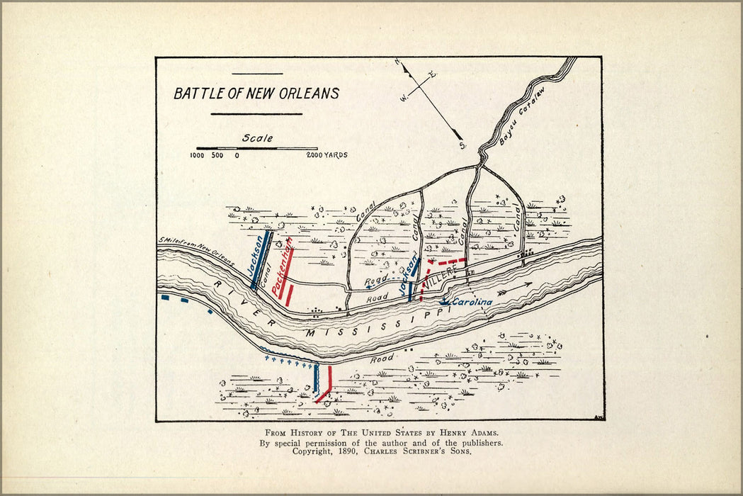 24"x36" Gallery Poster, map of Battle of New Orleans