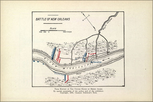 24"x36" Gallery Poster, map of Battle of New Orleans