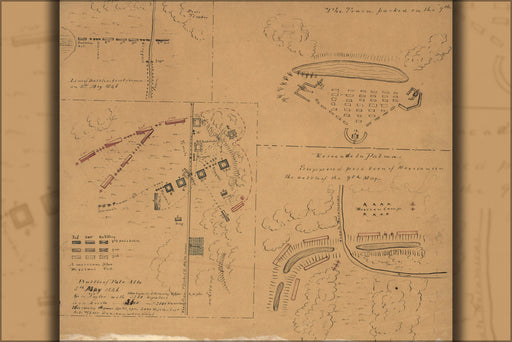 24"x36" Gallery Poster, map of Battle of Palo Alto, 8th May 1846 mexican war