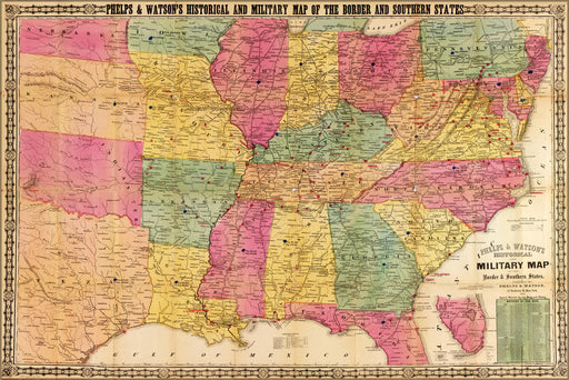 24"x36" Gallery Poster, map of Battles of civil war from 1861 to May 1864