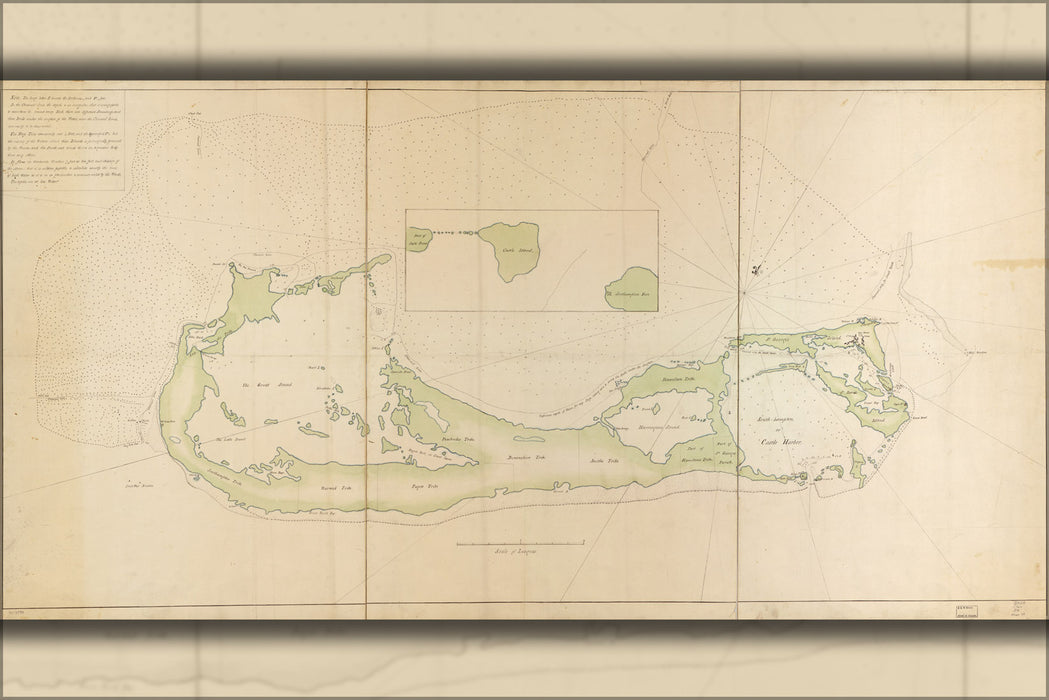 24"x36" Gallery Poster, map of Bermuda Islands 1760