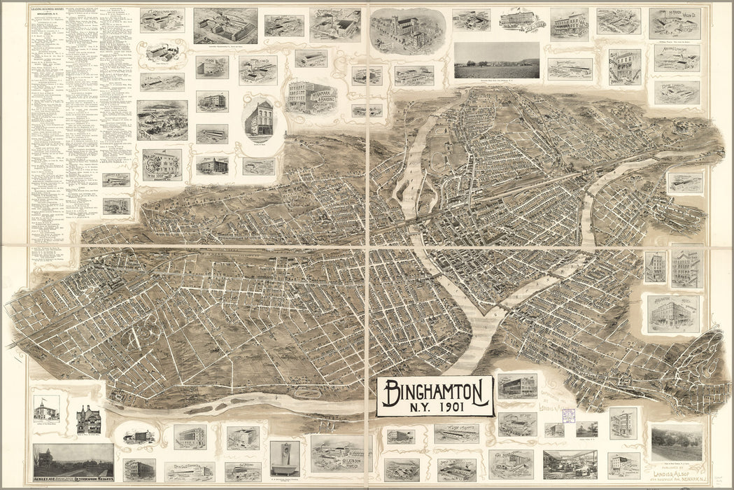 24"x36" Gallery Poster, map of Binghamton, New york 1901