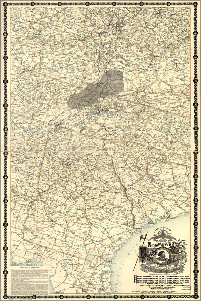 24"x36" Gallery Poster, map of Black Diamond railroad System 1896