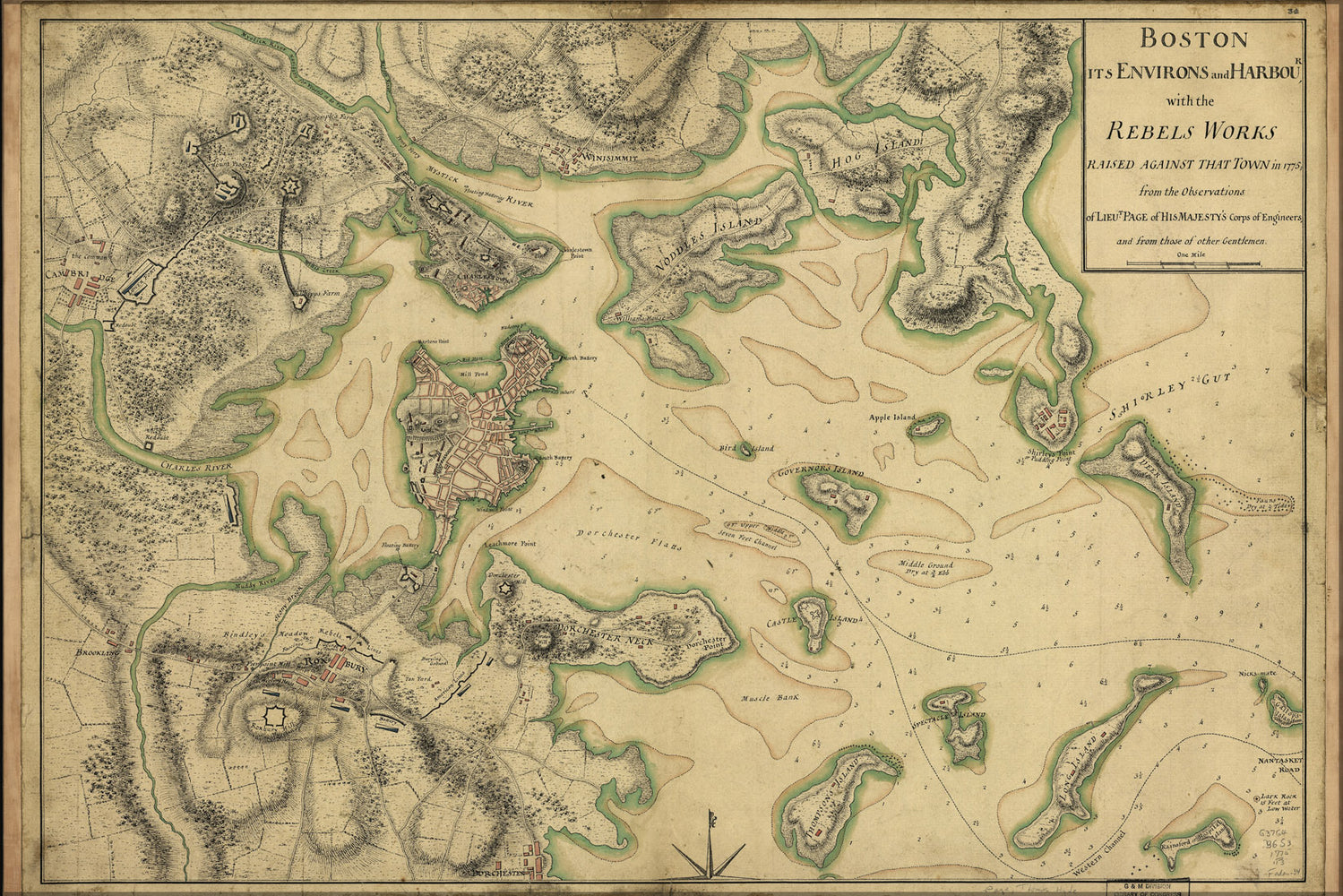 24"x36" Gallery Poster, map of Boston 1775